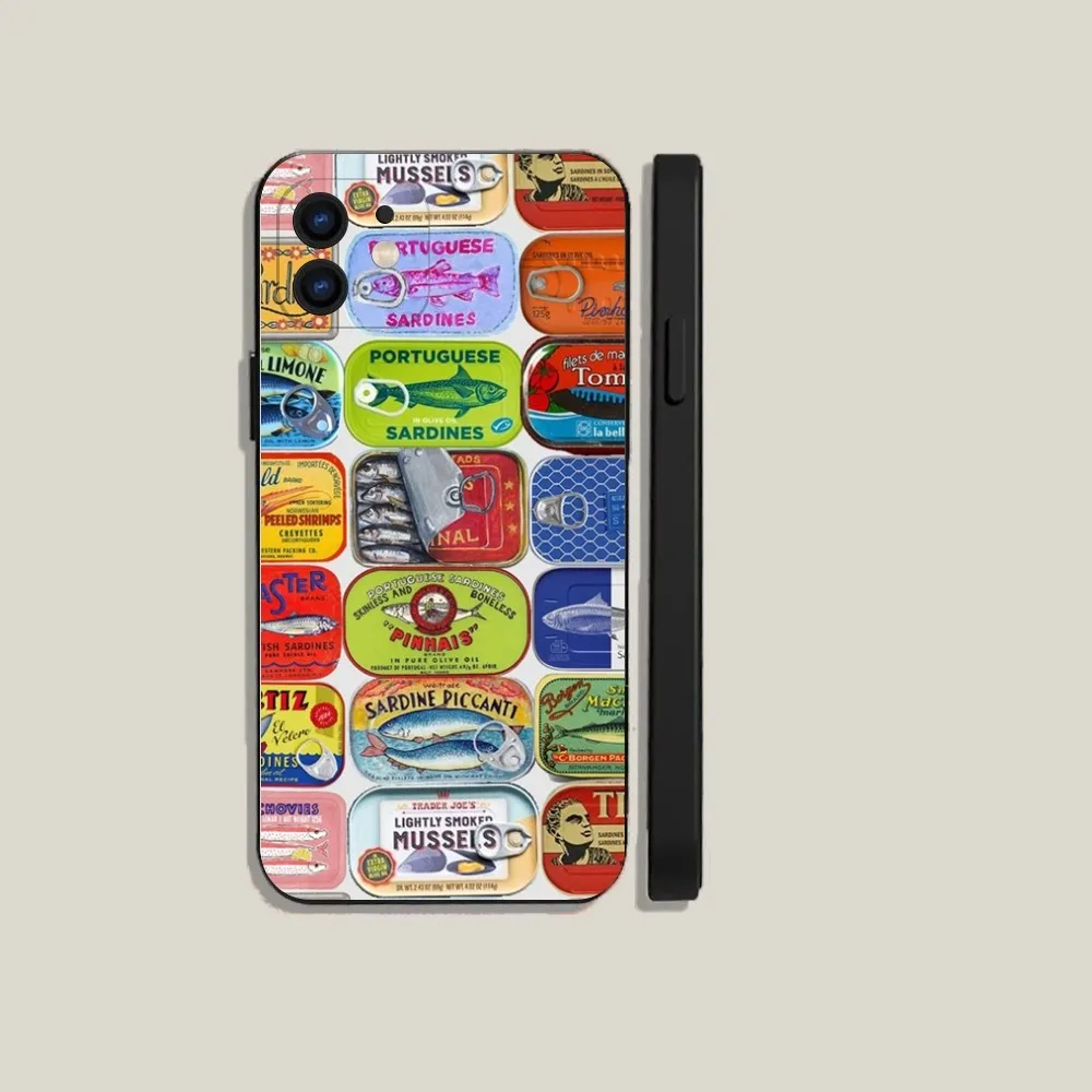 Canned Sardines Etui na telefon do iPhone 15 14 13 12 11 Plus Pro Max XS X XR SE Mini 8 7 Miękka silikonowa czarna obudowa