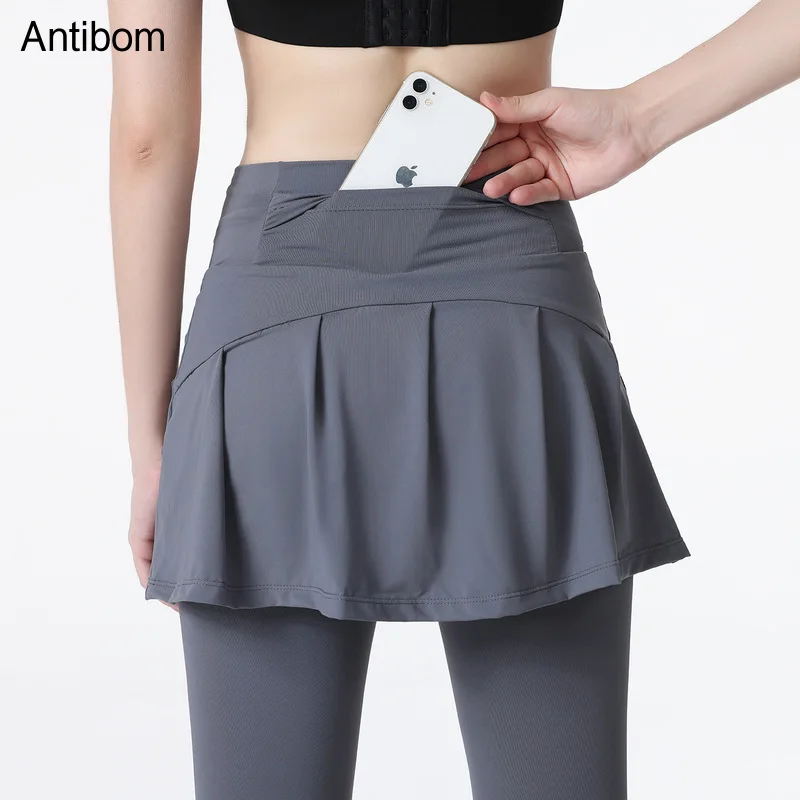 

Antibom Yoga Fitness Leggings Women Running High Waist Dance Skirts Anti-lighting Training Tennis Sports Skorts with Pocket