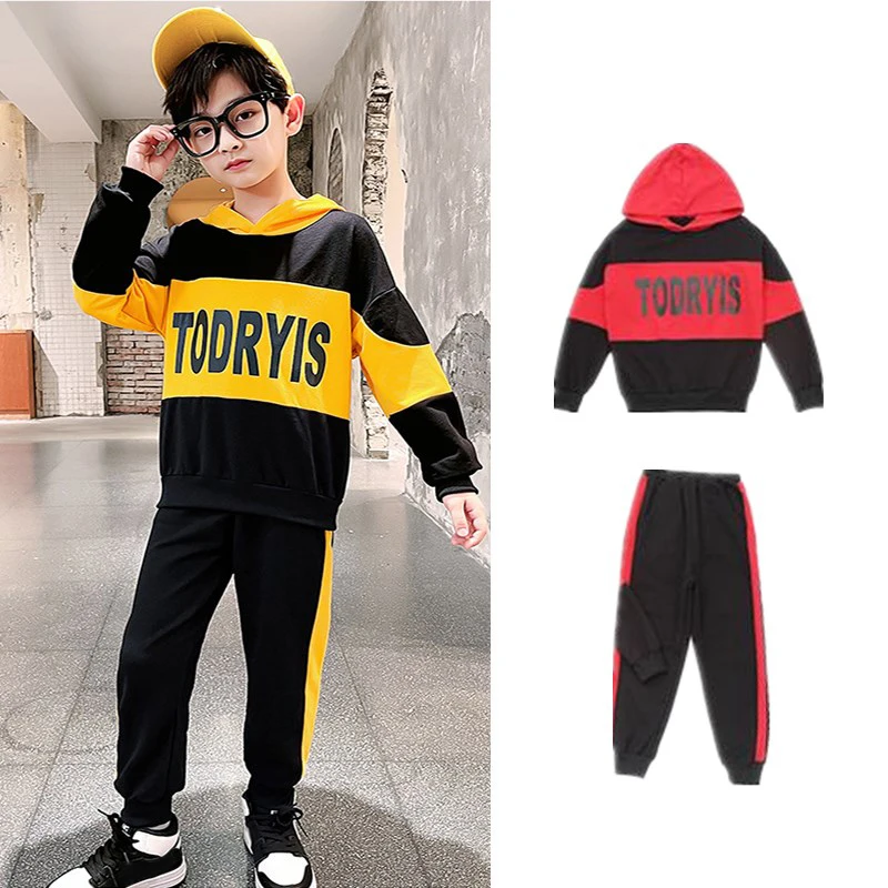 

Комплекты одежды для мальчиков, демисезонные спортивные костюмы для детей, подростков 2022, спортивные костюмы, школьная одежда, толстовка с капюшоном и штаны, 2 шт./компл.