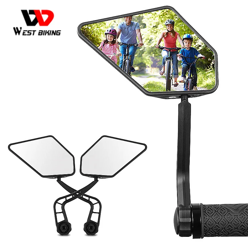 WEST BIKING-espejo retrovisor HD para bicicleta de montaña y carretera, con ángulo amplio de rotación de 360 grados, para ciclismo