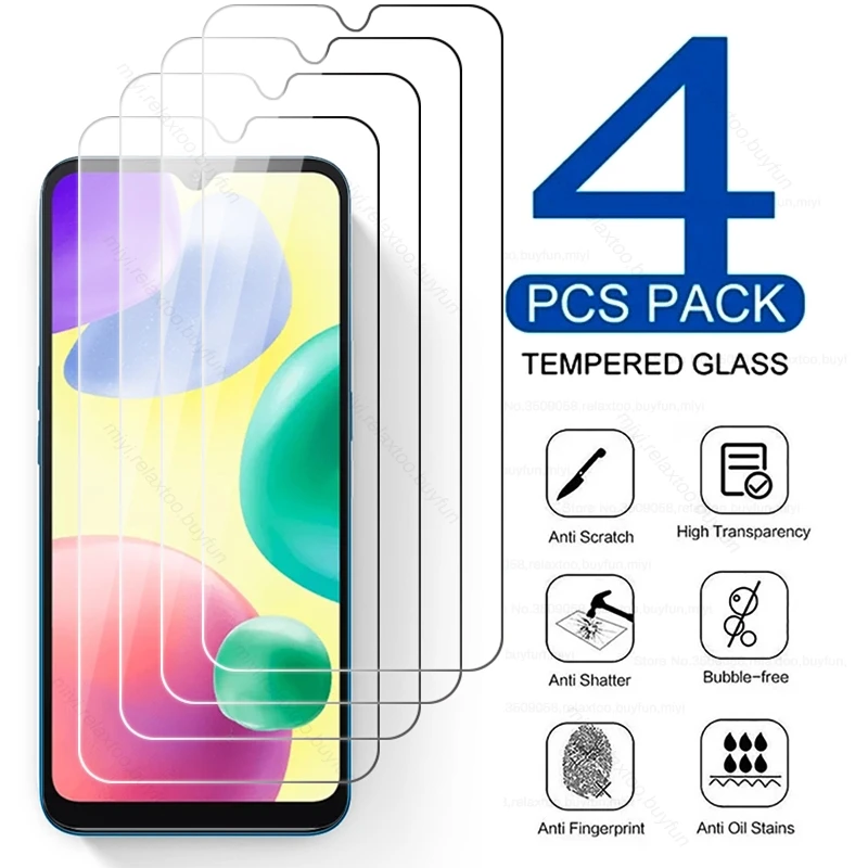 

Стекло Redmi10A 4 шт. 9H премиум-класса закаленное стекло для Xiaomi Redmi 10A 10 A A10 стекло HD Взрывозащищенная защитная пленка для экрана покрытие