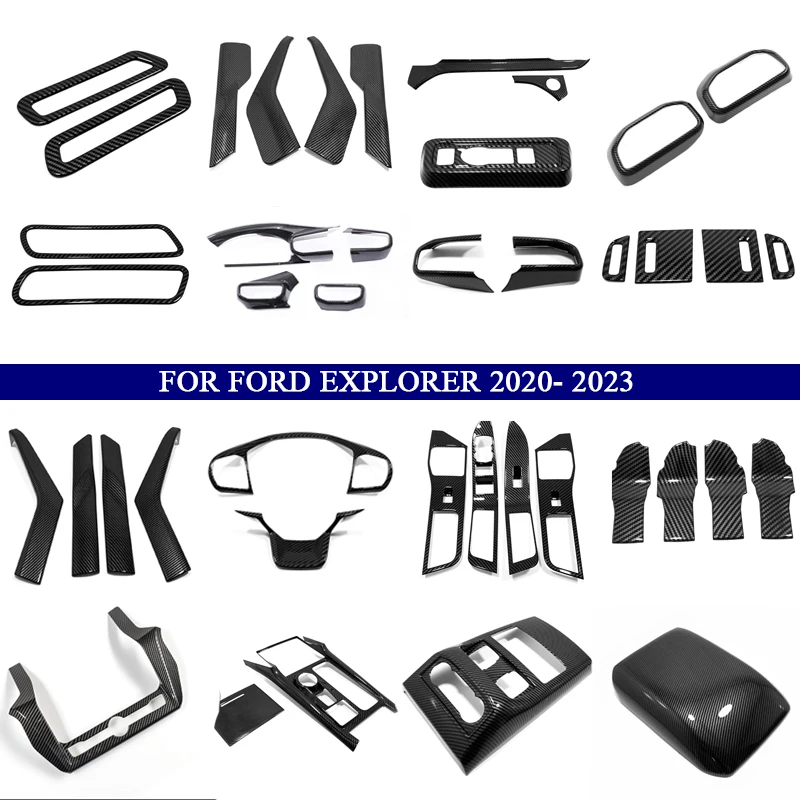 

Автомобильные аксессуары для Ford Explorer 2020 2021 2022 2023 ABS из углеродного волокна комплект интерьера приборной панели консоли декоративная крышка отделка