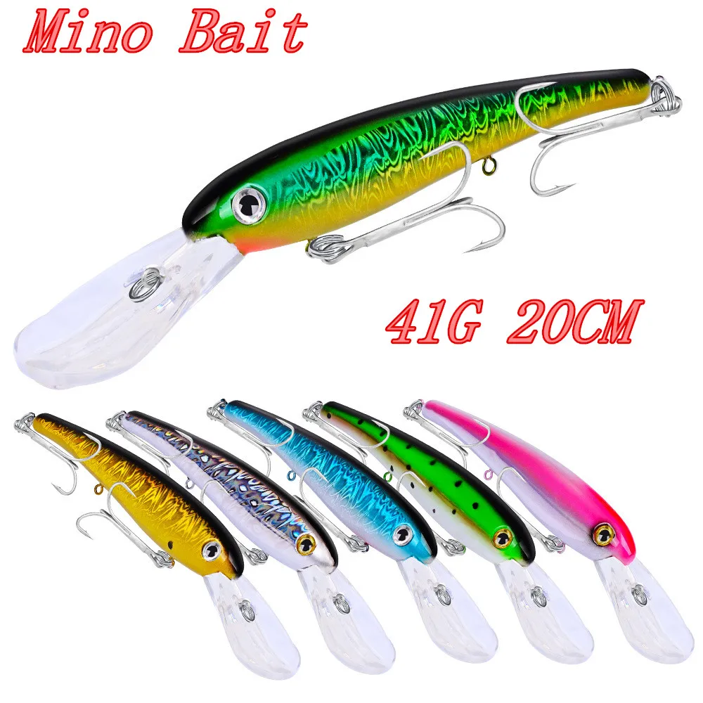 

Minnow Lures Plastic Mino 3D Eye Lifelike Body Lure Wobblers Trolling Ocean Beach Fishing 41g 20cm Artificial Hard Fake Bait