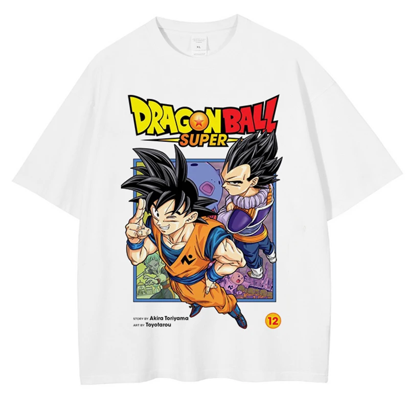 

Men T-Shirt Anime Dragon Ball Graphic Tshirt Harajuku Streetwear Cotton Casual Tops Summer Short Sleeve Loose Casual Tees White