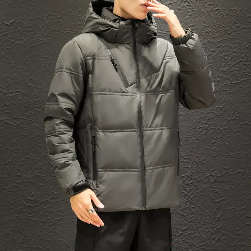 Male Windbreaker Parkas Coat Men's Clothing White Duck Down Parkas Men Thicken Warm Hooded Zipper Jackets