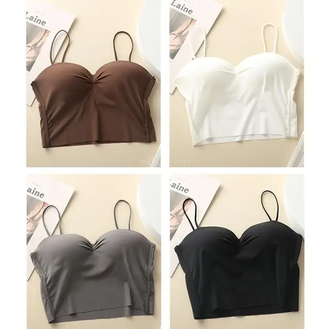 Summer Women Spaghetti Strap Crop Tops Sexy V Neck Underwear Bra