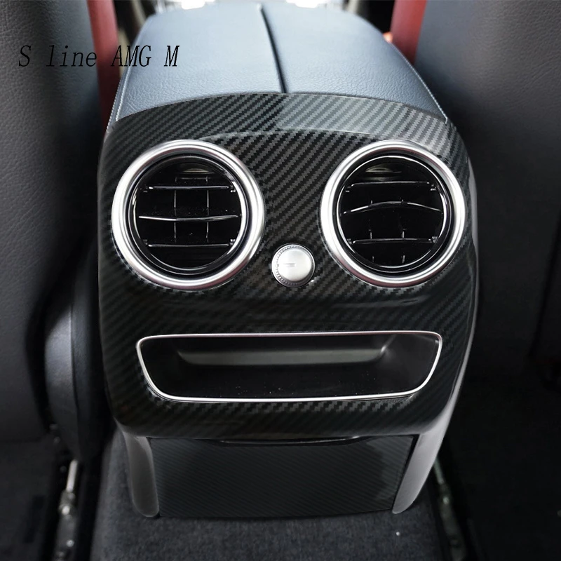 Car control armrest Rear Air Outlet Cover Stickers Trim For Mercedes Benz C Class W205 2015-2020 Decals Carbon fiber Accessories