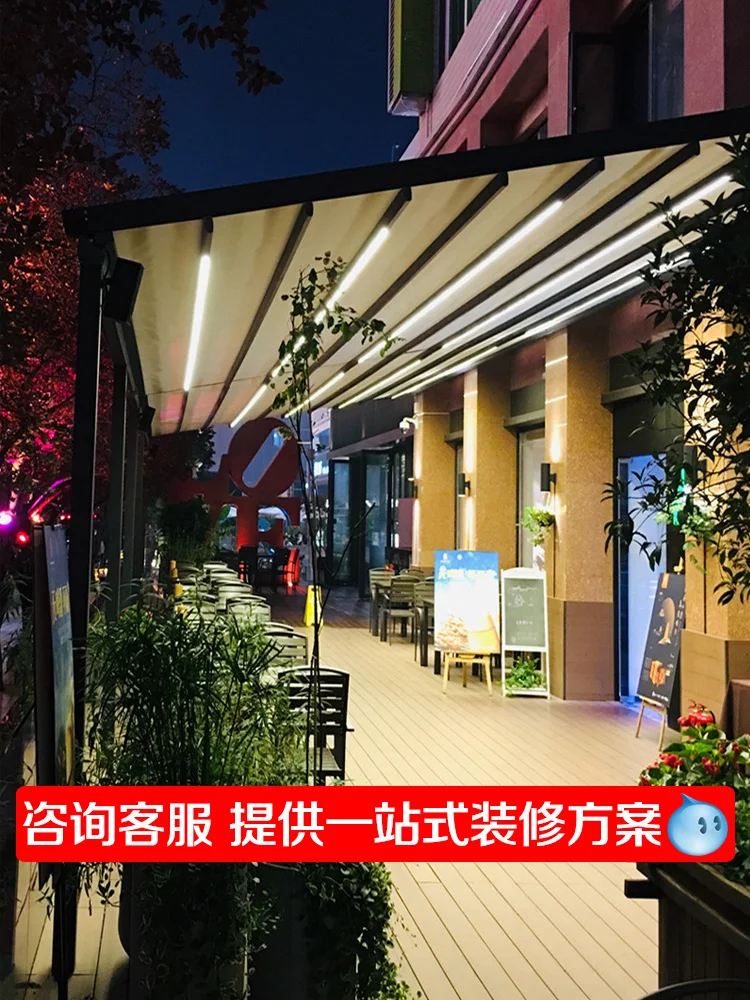 

Наружный павильон для двора из алюминиевого сплава, тент для виллы, террасы, павильон, электрический складной телескопический навес