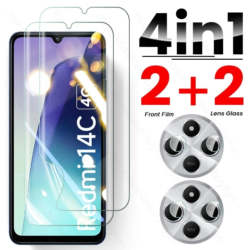 4 в 1 Redmi14C 4G Стеклянная гидрогелевая пленка для камеры Redmi 14C 14 C C14 PocoC75 Poco Poko Little C75 75