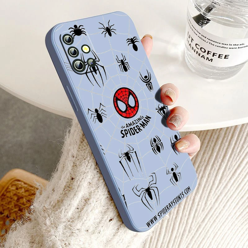 

Marvel Avengers Spiderman For Samsung A04 S A71 A51 A42 A41 A30 A32 A21S A12 A11 A01 A02 4G 5G Liquid Rope Phone Case