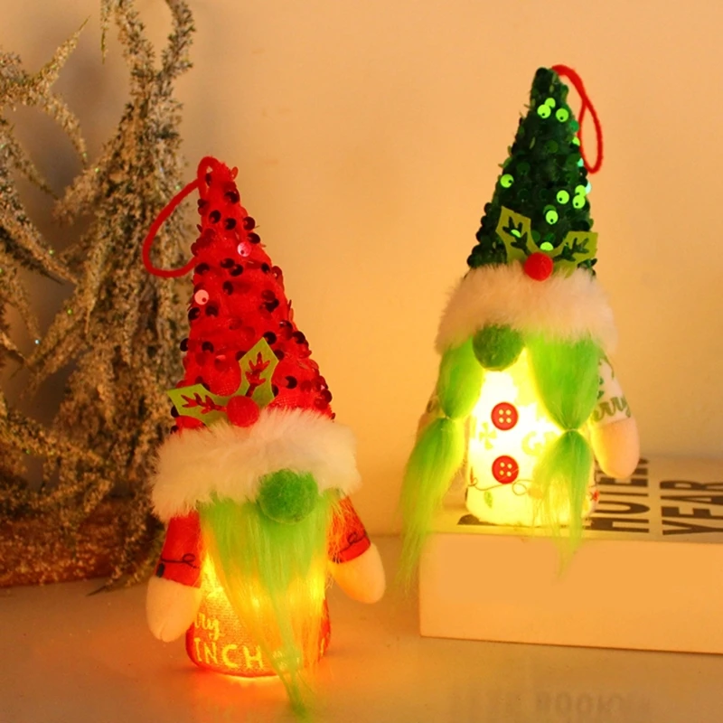 

4 Pieces Glowing Rudolf Elf Figurine Hanging Christmas Ornaments Plush