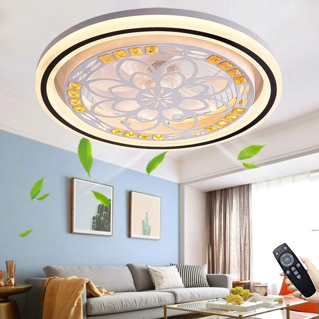 

Silent Ceiling Fan Lighting Fan 72W LED With Remote Control Ceiling Lamp Fan Modern Dimmable Fan Living Room (Round)