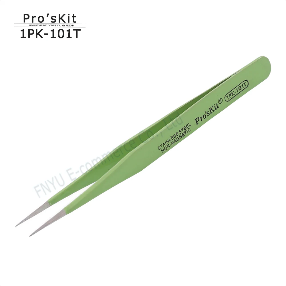 

Pro'skit 1PK-101T round tip tweezers 120mm anti-static insulation anti-magnetic long tip tweezers