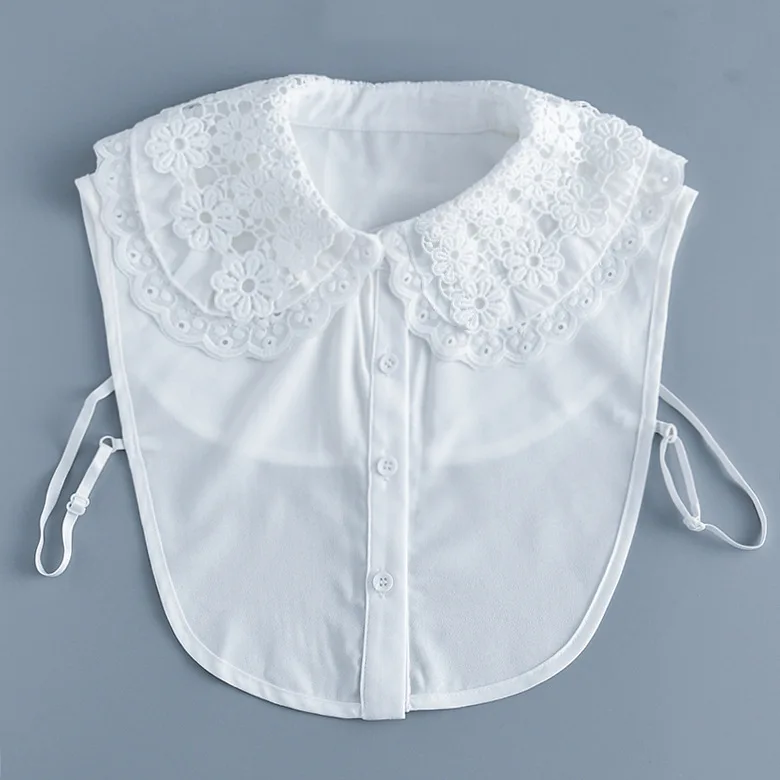 

Женская ажурная Цветочная Съемный воротник, Женская белая блузка-лапша, топы, ложный воротник, женский съемный ложный воротник