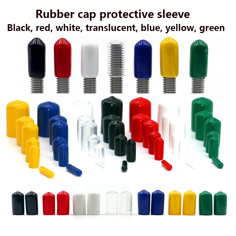 

10-200pcs Rubber Cap Silicone Sleeve Plug Soft Cover End Cover Thread Protection Plastic Cap Cable Round Tube Protection Cover