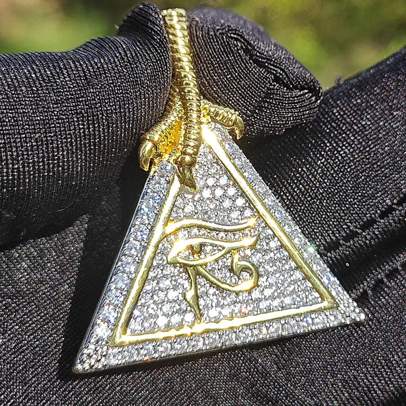 Хип-хоп 3A+ CZ Stone Paved Bling Iced Out The Eye of Horus в пирамиде ожерелье с подвеской для мужчин