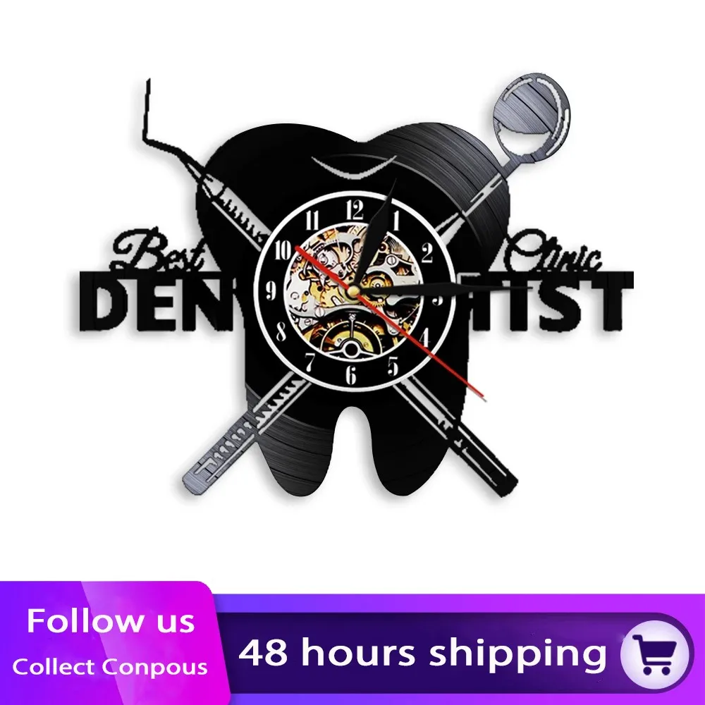 Dentist Equipment Dental Office Teeth Wall Clock Dental Care Vinyl Record Wall Clock Modern Dentist Gift Wall Decorative Sign