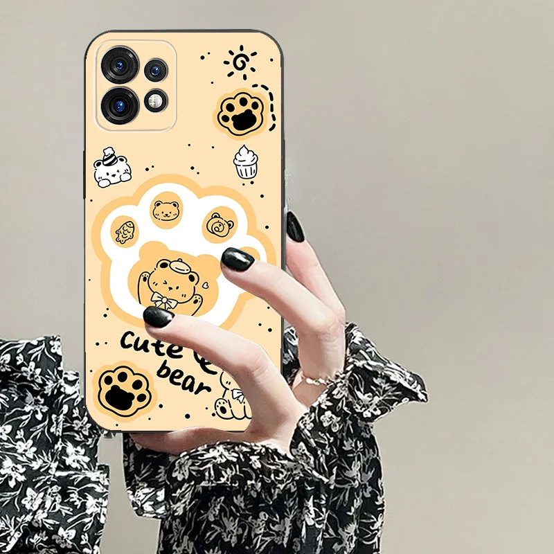 For Moto G 14 4 5 04 Ultra 200 24 64 s 34 40 neo 30 Pro 85 x 50 54 TPU Black Soft Phone Case Cartoon Pattern Animal