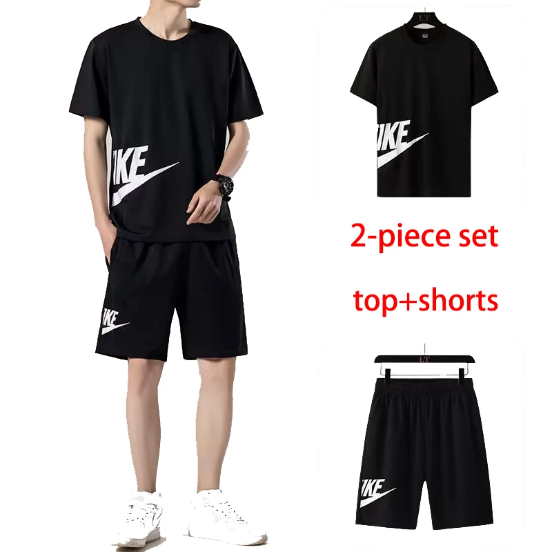 Summer Men's Sportswear Brand Fitness Suit Running Clothes Casual T-shirt + Shorts Sets Breathable 2 Piece Jogging Tracksuit Men