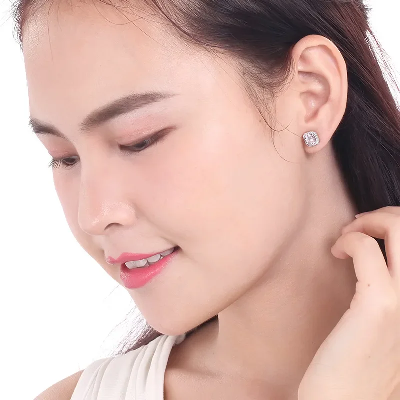 DIWENFU S925 Серебро 925 пробы IF серьги-гвоздики с бриллиантами и драгоценными камнями