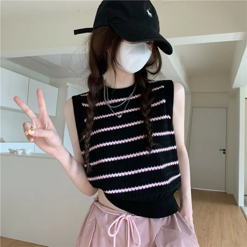 2024 стильный модный трикотаж женский летний внутренний сладкий пряный верхняя