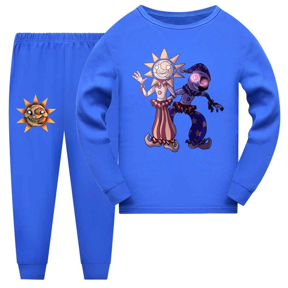 

Детская одежда на весну и осень, футболка с мультяшным принтом FNAF Sun, клоун, топы + длинные штаны, комплекты, одежда для сна, пижамные костюмы д...