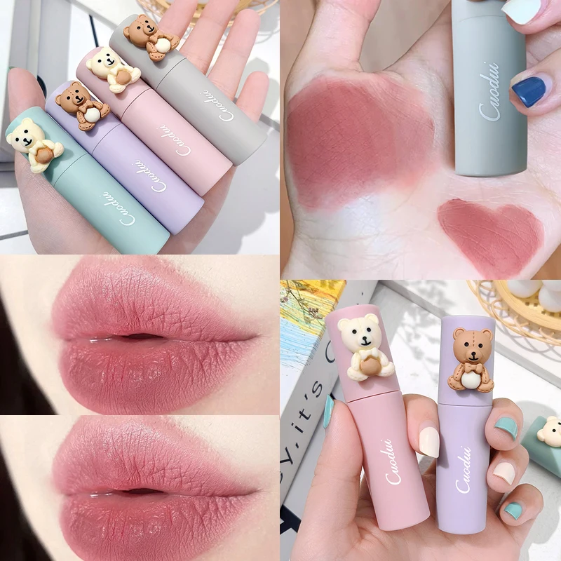 

4 Colors Velvet Matte Lip Gloss Nude Pink Blush Liquid Lipsticks Makeup Waterproof Long Lasting Color Rendering Lips Cosmetics