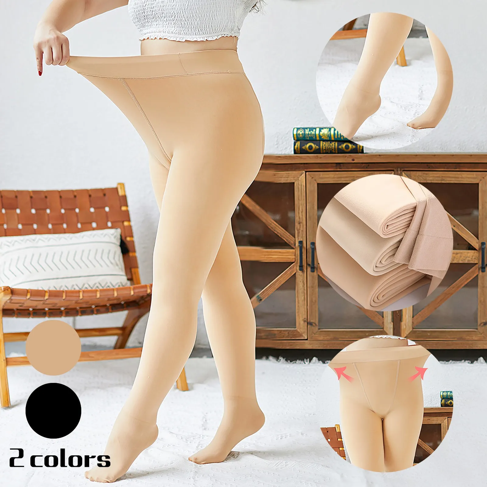

Plus Size Winter skin color Leggings 200g Women High Waist Slim Sexy Tight Leggins Elasticity Warm Female Pantyhose Fleece