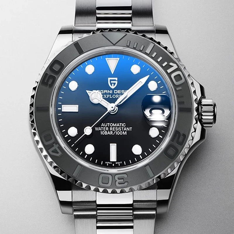 

PAGANI DESIGN Luminous Sapphire Ceramic Bezel Watches 100M Waterproof Mechanical NH35A Men watch All Steel Luxury watch for men