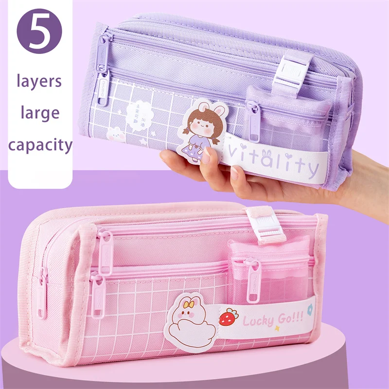 

Kawaii Pencil Case Large Capacity Pencil Bag 2022 New Popular Stationery Canvas and Cute Cartoon Multifunctional School Supplies