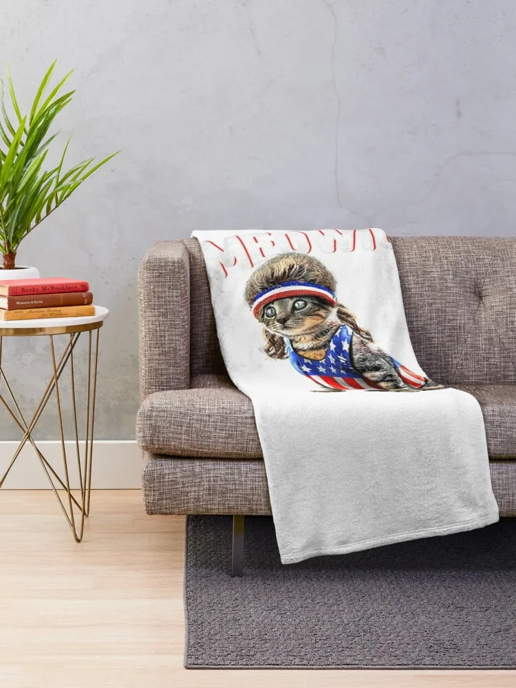 Meowica Cat Mullet американский флаг патриотический подарок на 4 июля одеяло милое в виде