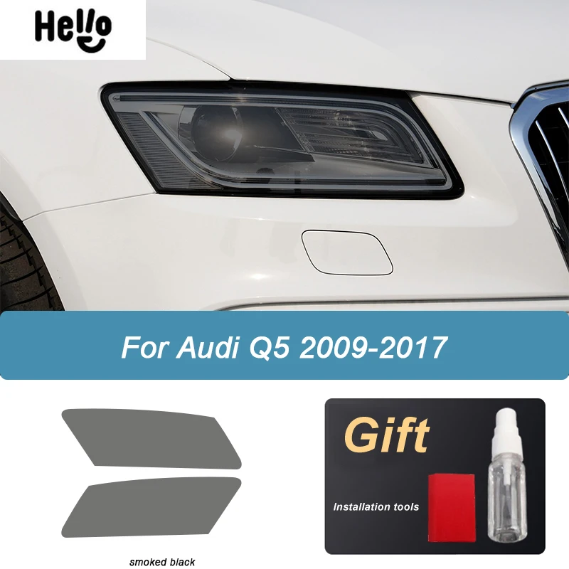 

Защитная пленка для автомобильных фар Audi Q5 8R SQ5 2008-2017, пленка дымчатого черного оттенка, виниловая прозрачная наклейка из ТПУ