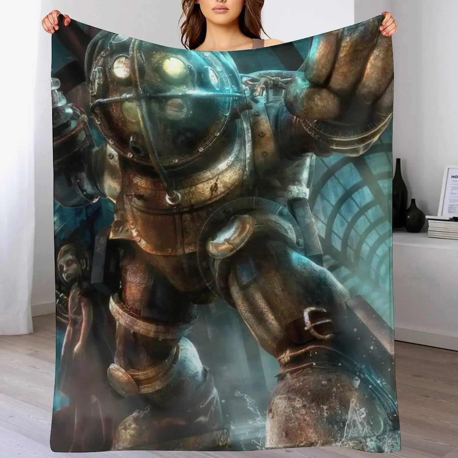 Bioshock Big Daddy Gaming Art Плед на Хэллоуин Одиночное одеяло Детские одеяла