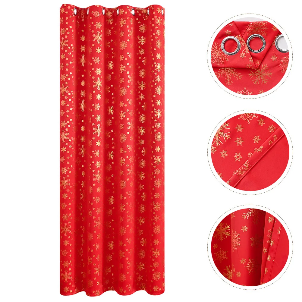 

Curtain Christmas Window Snowflakecurtains Decorationdrape Room Living Decor Ornament Blackout Bedroom Drapes Polyester