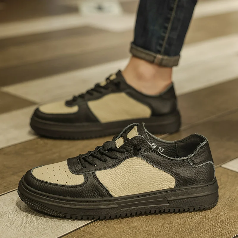 Кожаная обувь для мужчин весенние кроссовки новые корейские повседневные