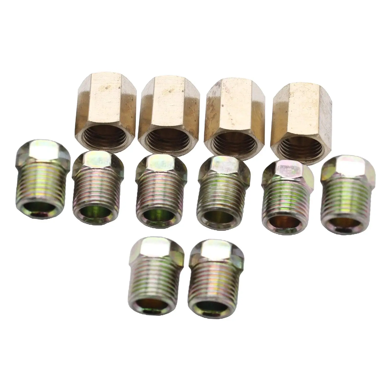 

12-Pack 1/4" Brake Line Fittings Brass Unions Set Fittings Assortment 4 Nuts