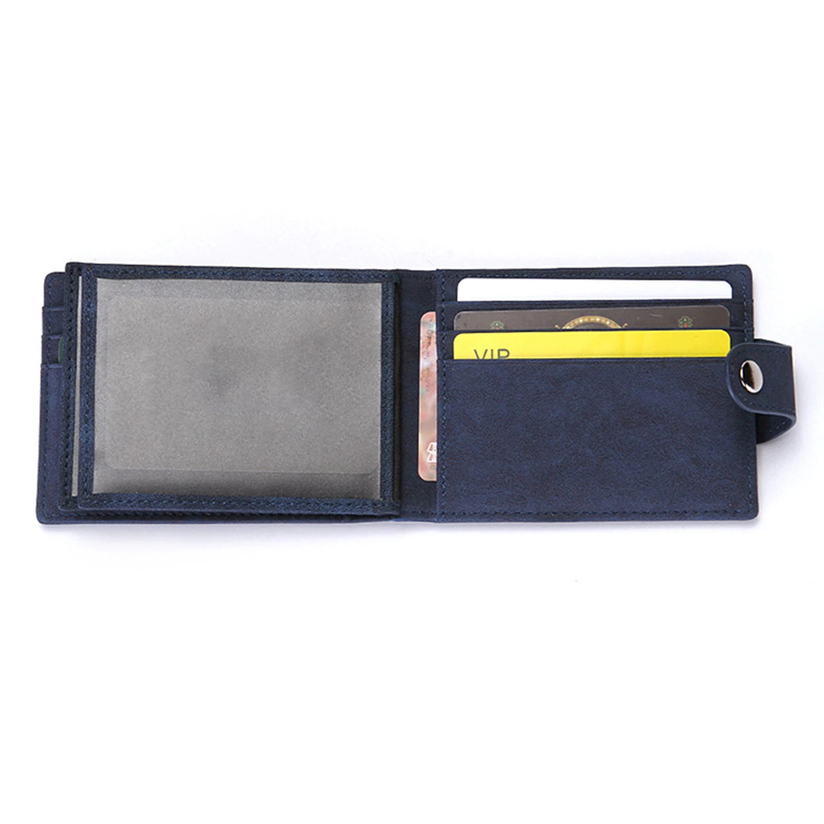 

High-end Nfc Protection Buckle Half Fold Long Men's Wallet Pu Leather Small Credit Card Holder Business Travel Card Holder Purse