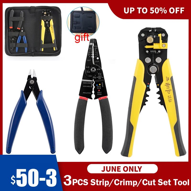 

Wire Strippers Set Automatic Wire Stripper Tool Electrical Wire Stripper and Crimping Tool With Storage Bag