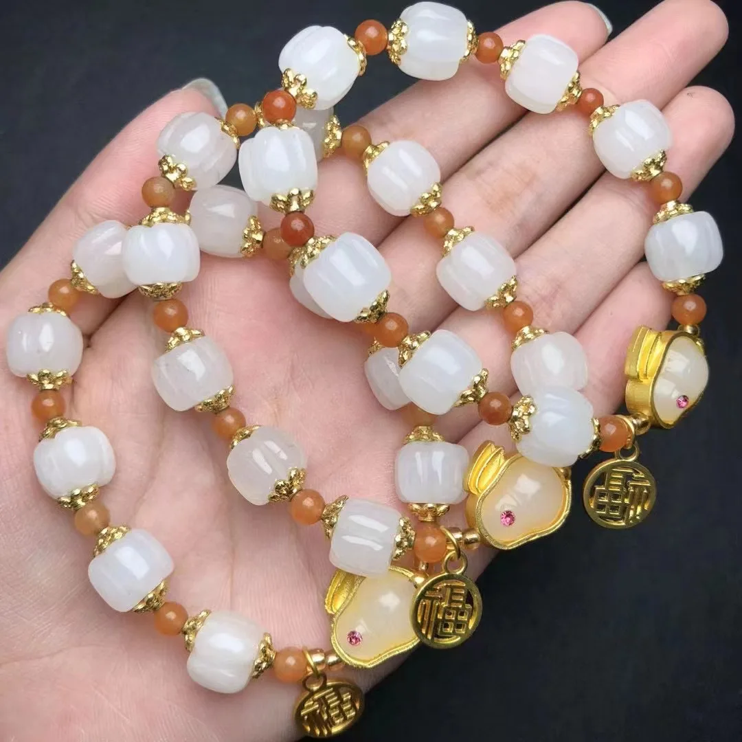 Лидер продаж браслет Unit One 10 мм из натурального белого мрамора со стразами