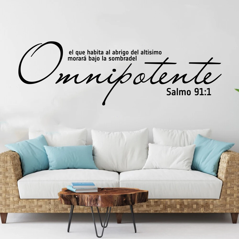 

Spanish Omnipotent Bible Verse Christian Wall Sticker Decal Salmo 91:1 El Que Habita Al Abrigo Del Altísimo Living Room Vinyl