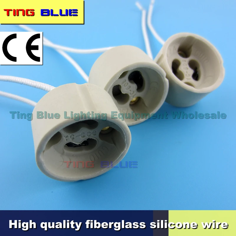 

GU10 lamp holder high quality ceramic wire glass fiber silicone wire LED lamp cup spotlight lamp holder thick copper wire 140mm