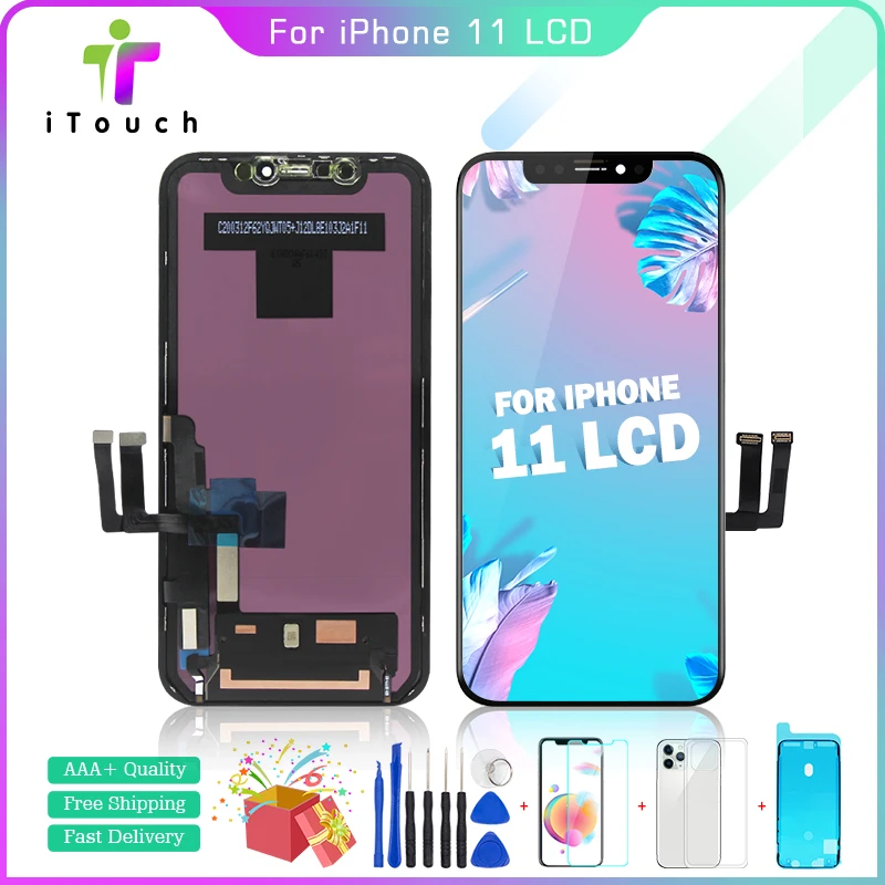 

ЖК-дисплей AAAA для iPhone 11, TFT 3D сенсорный экран с дигитайзером, запасные части черного цвета для 11 без битых пикселей