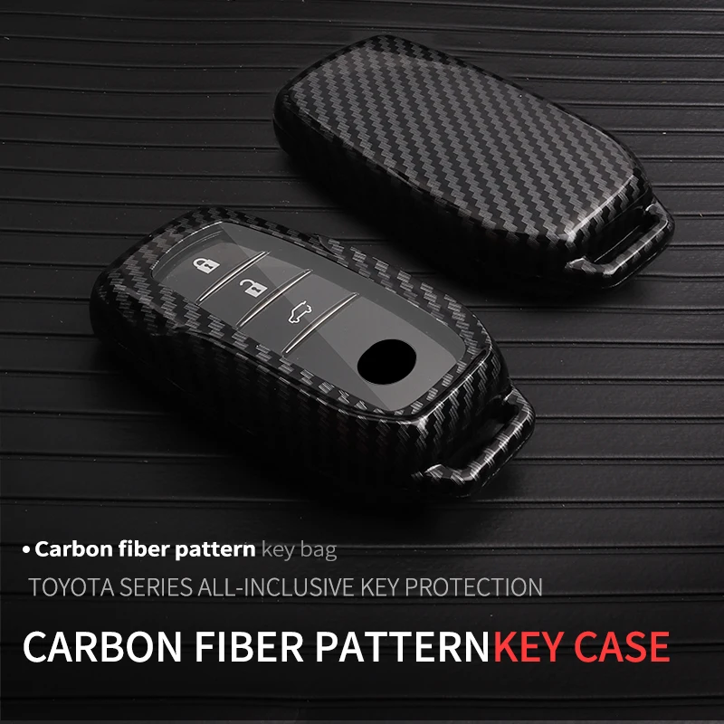 

Fashion New ABS Carbon Fiber TPU Car Remote Key Bag For Toyota Prado Crown Camry Corolla Sienna Highlander RAV4 2018 Accessories