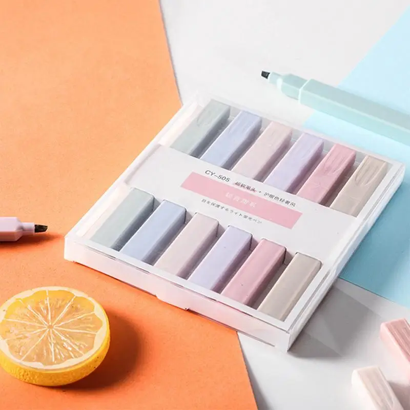 

6pcs/Set Colorful Highlighter Pen Candy Pen Double Head Marker Stationery Hilighter Art Marker Student Marker Pen Color Gel Pen