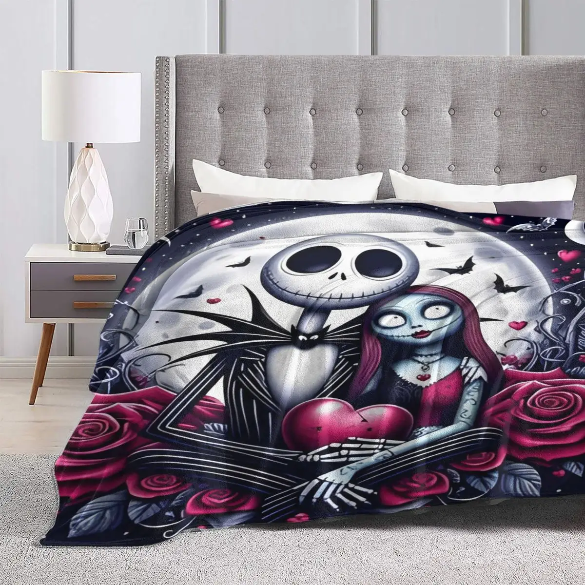Фланелевое одеяло Кошмар перед Рождеством Джек Скеллингтон и Салли постельное