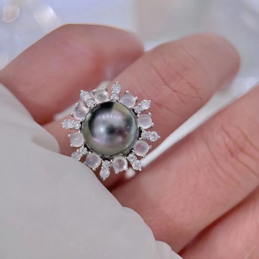 Женское кольцо из серебра 925 пробы с жемчугом 11-12 мм