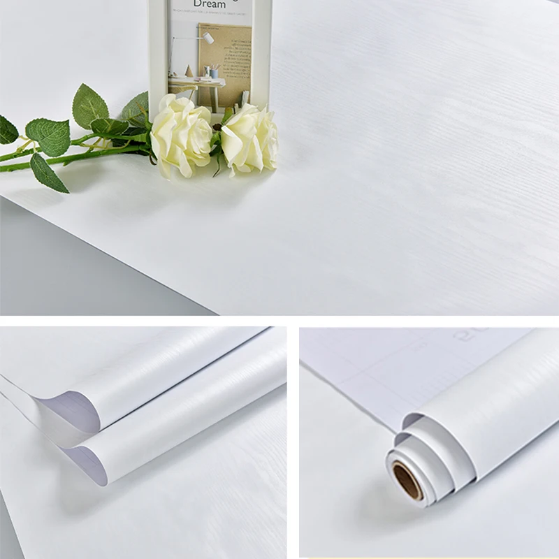 

Thicken White Wood Grain Self Adhesvie Waterproof Wallpaper Vinyl Wall Stickers Film Furniture Renovation Stickers Home Decor