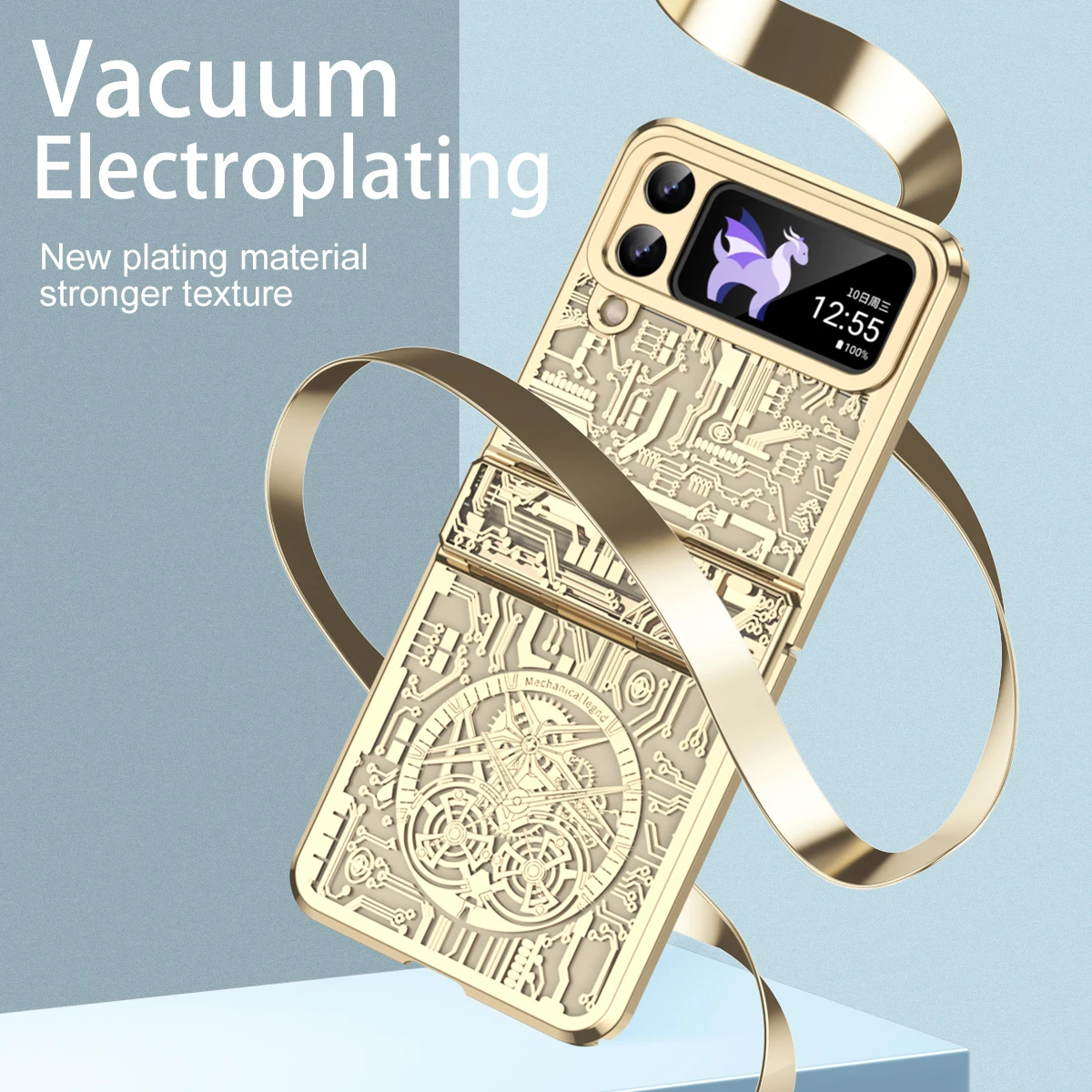 For Samsung Galaxy Z Flip 5 Case Mechanical Hinge Fashion Star Plating Clear Shockproof Protection Cover Z Flip 4 3 Phone Cases