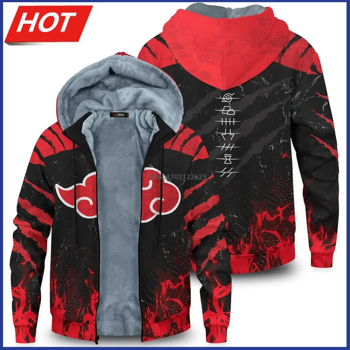 

Anime Akatsuki Red Cloud 3D Print Hoodie for Men Women Hooded Sweatshirt Cosplay Winter Fleece Coat Casual Tracksuit Zip Up