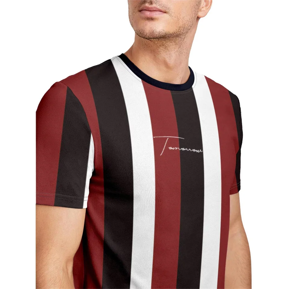 

Men's T-Shirt Round Neck Fashion Striped Print Short Sleeve Polyester Top Summer Men's Clothing Street Wear T-Shirt 2023